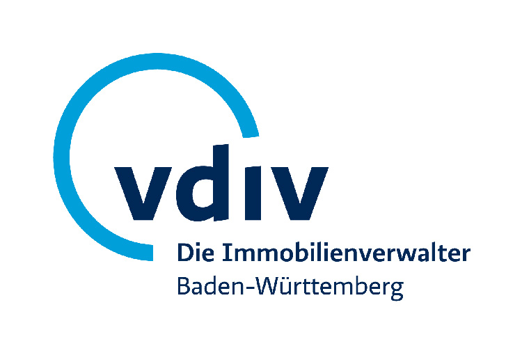 Logo_LV_BW Logo des VDIV Die Immobilienverwalter Baden-Württemberg mit einer blauen Kreisgrafik und dunkelblauem Text auf weißem Hintergrund.